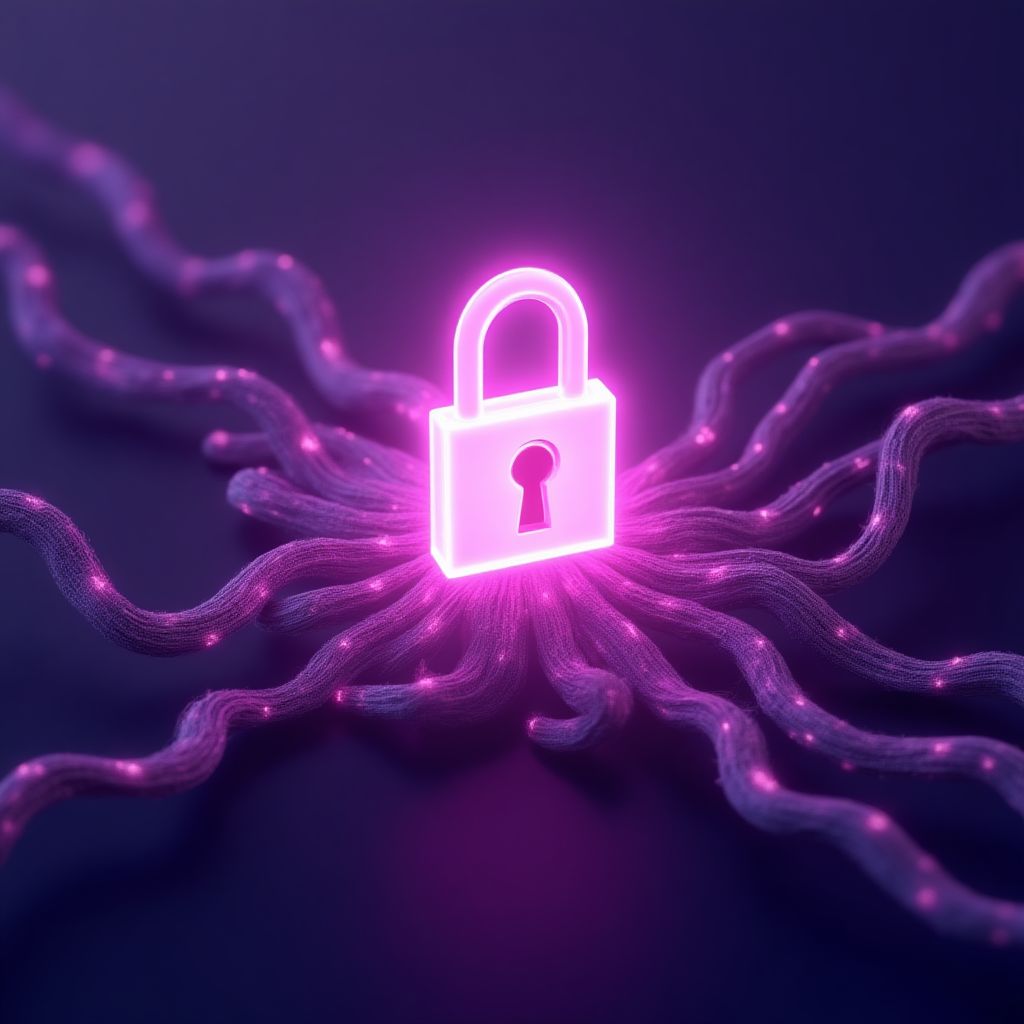 Representación de un bloque seguro en una cadena de blockchain.