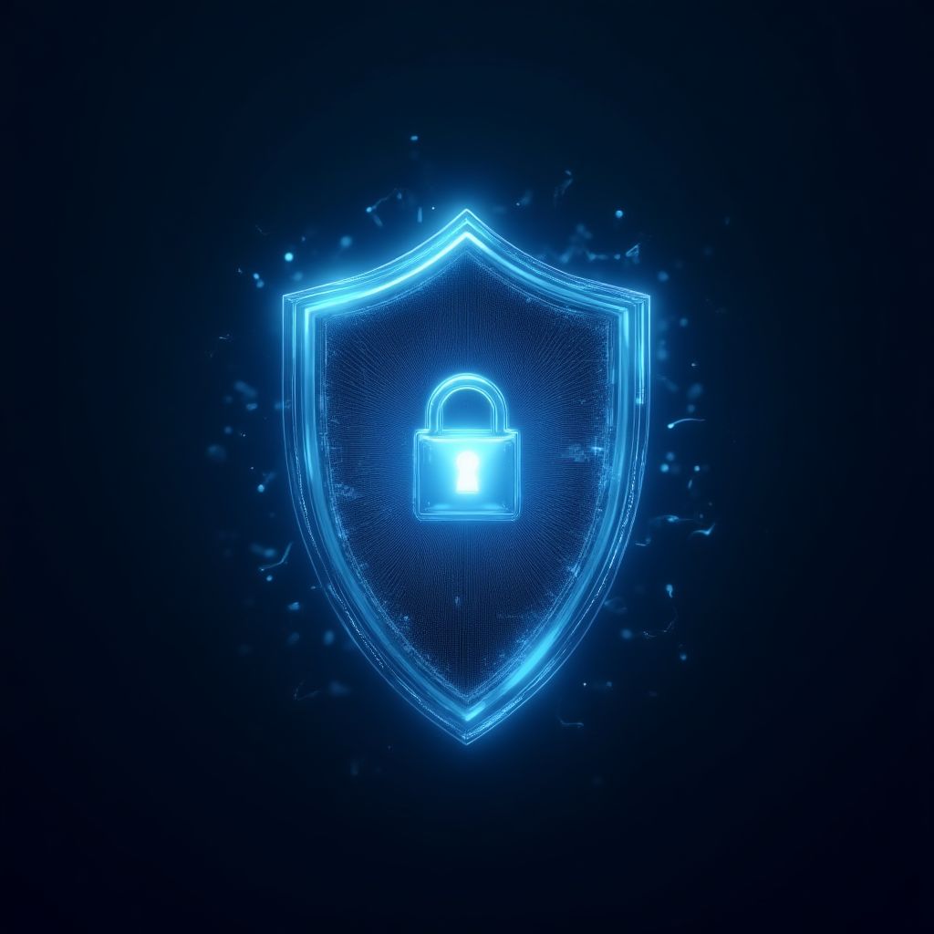 Concepto de seguridad de datos con un escudo digital.